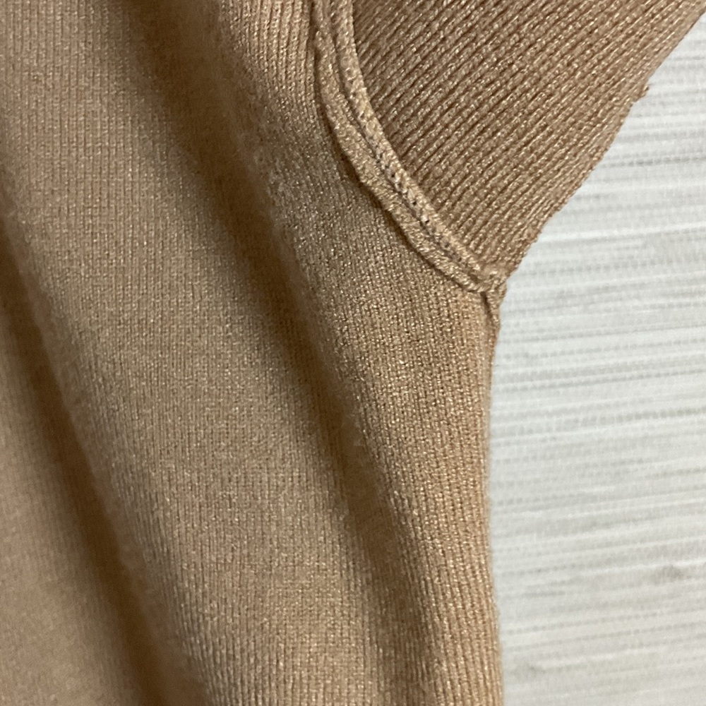 Line and Dot Favorite Off Shoulder Sweater Taupe Large Asymmetrical Tan - Picture 6 of 16